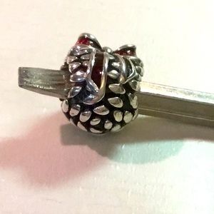Pandora Pinecone w Red Enamel Ribbon Charm! Note: NOT THREADED / Openwork!